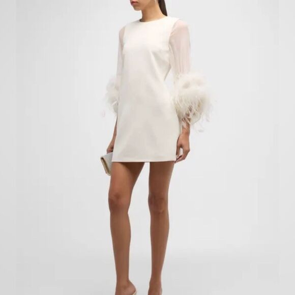 Alice + Olivia Izola Feather-Trim Minidress size 2 - Picture 1 of 12